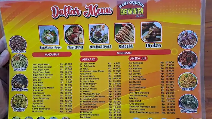 Daftar Menu Babi Guling Dewata Semarang