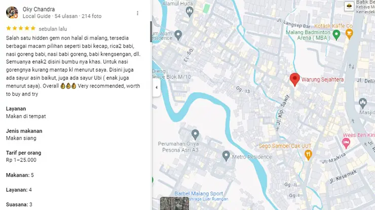Ulasan Pelanggan Warung Sejahtera Malang
