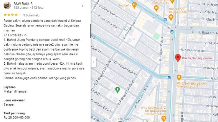 Ulasan Pelanggan Bakmi Gading Permai
